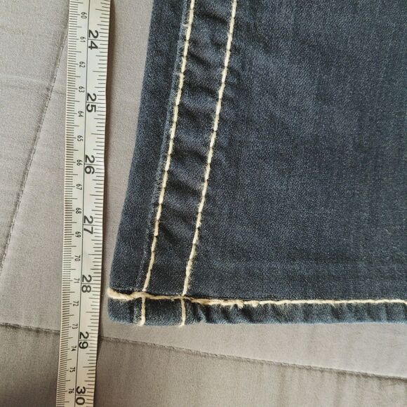 Big Star Liv Boot Womens 26L Low Rise Bootcut Dark Wash Denim Jeans White Sitch - Picture 9 of 10